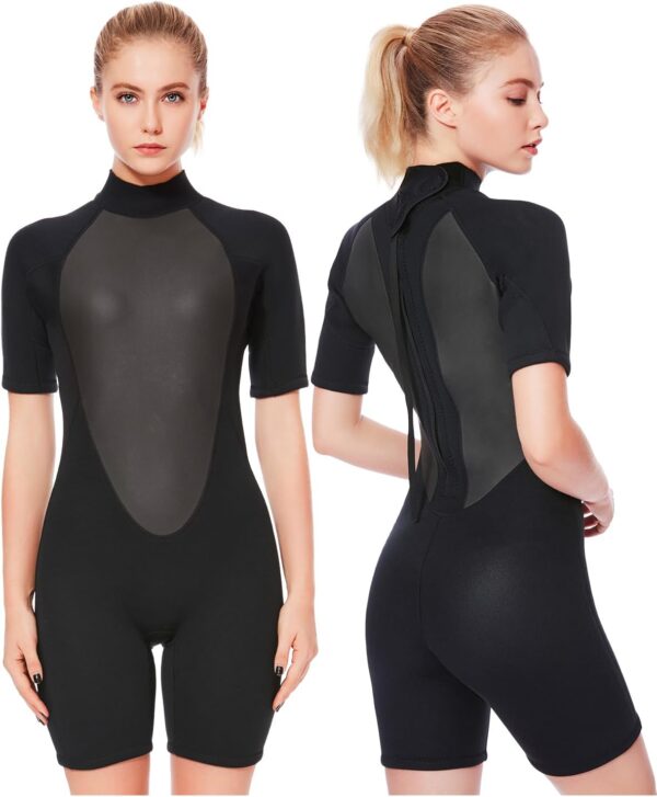 Shorty Wetsuit Women 2mm 3mm, Wet Suits for Mens in Cold Water, Neoprene Scuba Diving Suit for Surfing Swimming Snorkeling