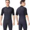 Shorty Wetsuit Men and Women,2mm Neoprene Short Sleeves Wet Suits Back Zip, 1.5mm Shorty Surf Suit Keep Warm in Cold Water for Snorkeling Kayaking Boarding
