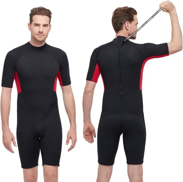 Mens Shorty Wetsuit,2mm Short Wetsuit for Men in Cold Water Shory Sleeve Wetsuit Kayaking Snorkeling Paddle Boarding