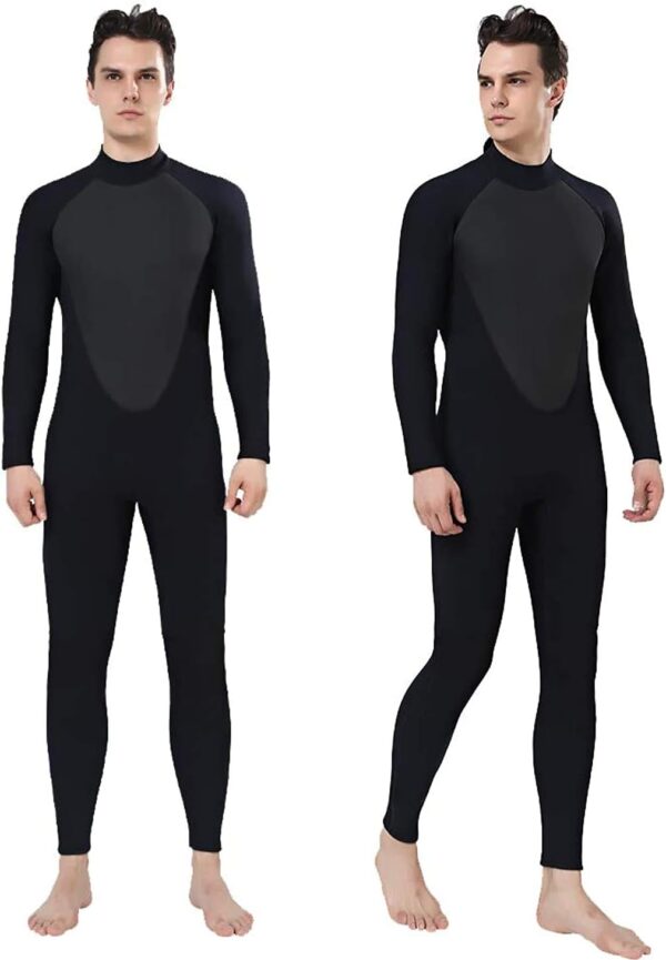 Men Wetsuit Neoprene Wet Suits Womens 3mm Full Body Long Sleeves Front Zipper Swimsuit for Scuba Diving Swimming Surfing Adult in Cold Water