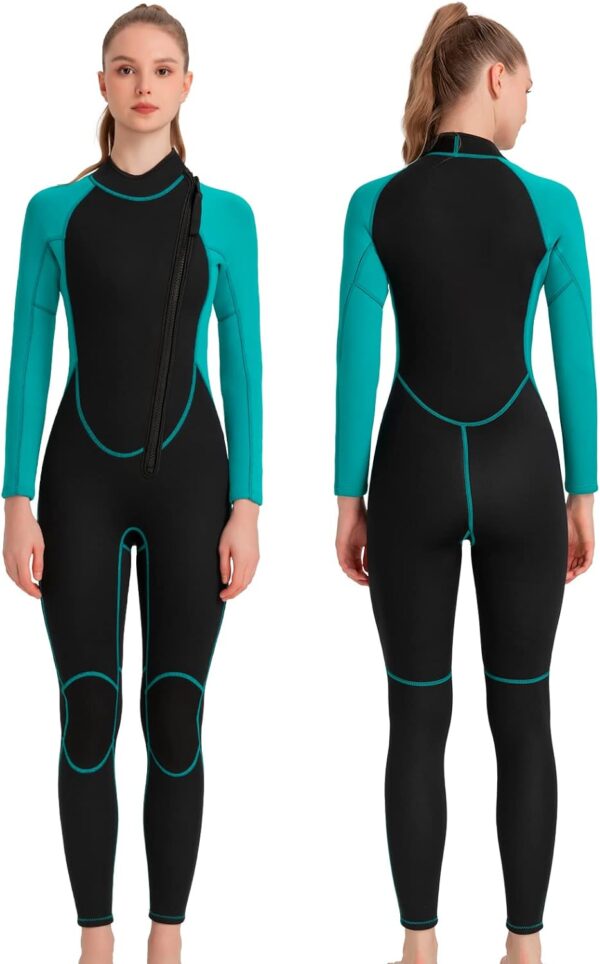 Men Wetsuit Neoprene Wet Suits Womens 3mm Full Body Long Sleeves Front Zipper Swimsuit for Scuba Diving Swimming Surfing Adult in Cold Water