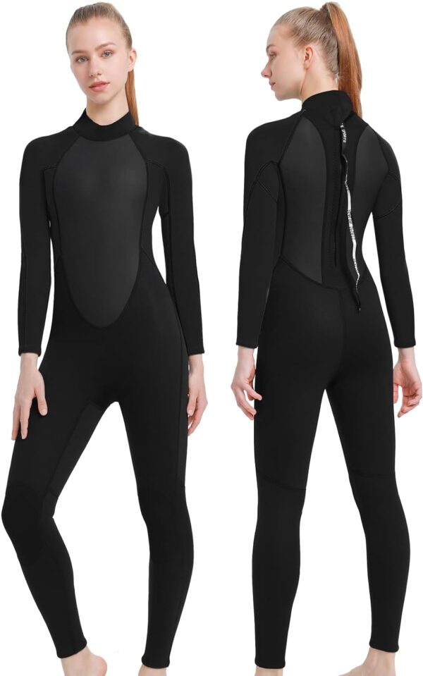 Men Wetsuit Neoprene Wet Suits Womens 3mm Full Body Long Sleeves Front Zipper Swimsuit for Scuba Diving Swimming Surfing Adult in Cold Water