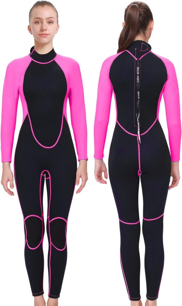Men Wetsuit Neoprene Wet Suits Womens 3mm Full Body Long Sleeves Front Zipper Swimsuit for Scuba Diving Swimming Surfing Adult in Cold Water