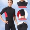 Shorty Wetsuit Men and Women,2mm Neoprene Short Sleeves Wet Suits Back Zip, 1.5mm Shorty Surf Suit Keep Warm in Cold Water for Snorkeling Kayaking Boarding