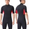 Shorty Wetsuit Men and Women,2mm Neoprene Short Sleeves Wet Suits Back Zip, 1.5mm Shorty Surf Suit Keep Warm in Cold Water for Snorkeling Kayaking Boarding