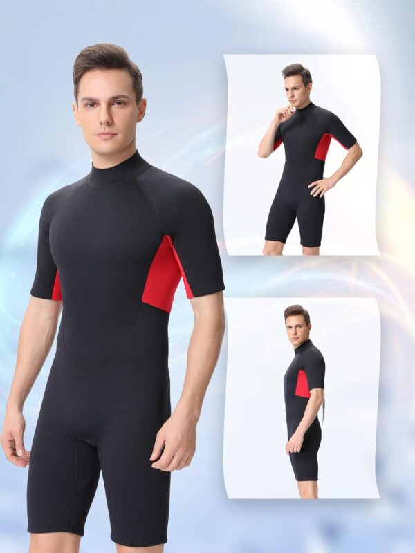Shorty Wetsuit Men and Women,2mm Neoprene Short Sleeves Wet Suits Back Zip, 1.5mm Shorty Surf Suit Keep Warm in Cold Water for Snorkeling Kayaking Boarding
