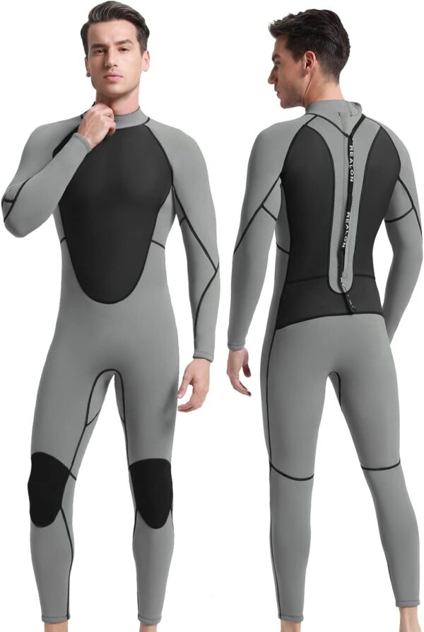 Men Wetsuit Neoprene Wet Suits Womens 3mm Full Body Long Sleeves Front Zipper Swimsuit for Scuba Diving Swimming Surfing Adult in Cold Water