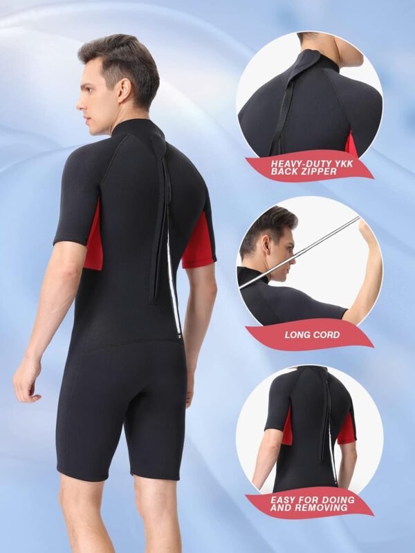Shorty Wetsuit Men and Women,2mm Neoprene Short Sleeves Wet Suits Back Zip, 1.5mm Shorty Surf Suit Keep Warm in Cold Water for Snorkeling Kayaking Boarding