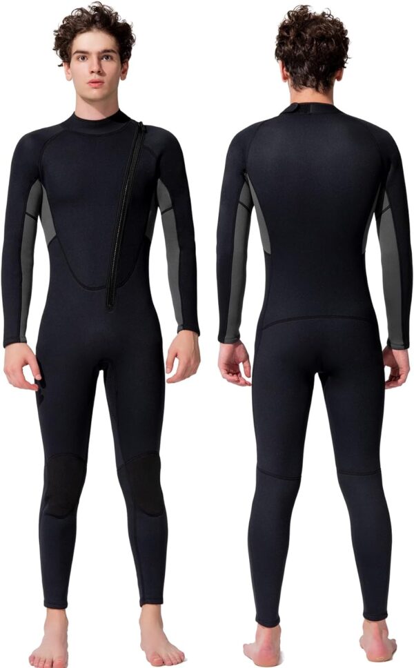 Men Wetsuit Neoprene Wet Suits Womens 3mm Full Body Long Sleeves Front Zipper Swimsuit for Scuba Diving Swimming Surfing Adult in Cold Water
