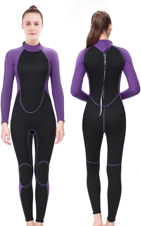 Men Wetsuit Neoprene Wet Suits Womens 3mm Full Body Long Sleeves Front Zipper Swimsuit for Scuba Diving Swimming Surfing Adult in Cold Water