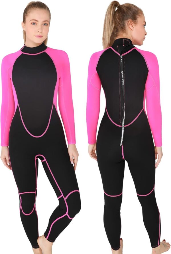 Men Wetsuit Neoprene Wet Suits Womens 3mm Full Body Long Sleeves Front Zipper Swimsuit for Scuba Diving Swimming Surfing Adult in Cold Water