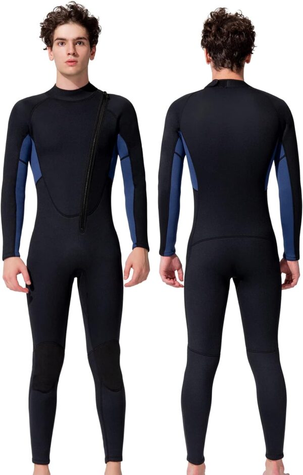 Men Wetsuit Neoprene Wet Suits Womens 3mm Full Body Long Sleeves Front Zipper Swimsuit for Scuba Diving Swimming Surfing Adult in Cold Water