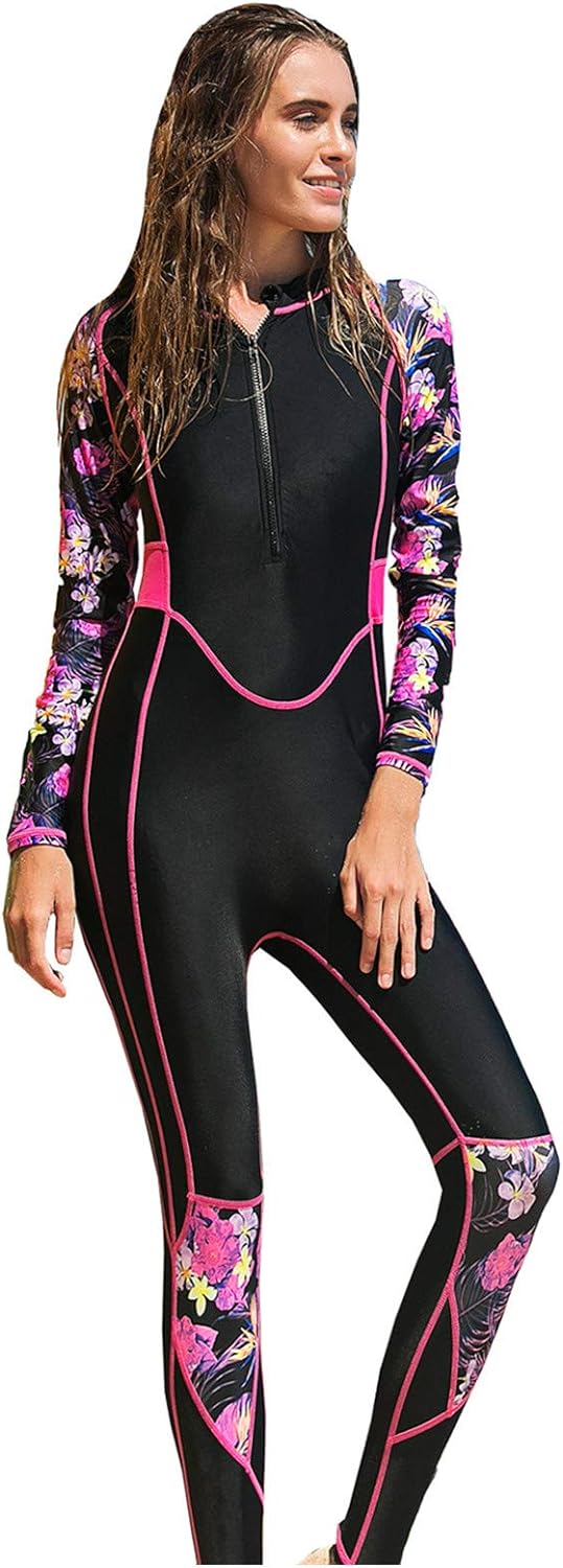 Women's Full Body Wetsuit Surfing Diving Suit Scuba Dive Skin Rash Guard One Piece Long Sleeve Zip Quick Dry Sunsuit