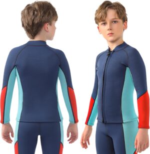 Kids Wetsuit Top Boys Wetsuit Jacket 2mm Keep Warm in Cold Water Wet Suit Top Toddler T4 3T Scuba Diving Snorkeling Swimming Paddle Boarding Kayaking