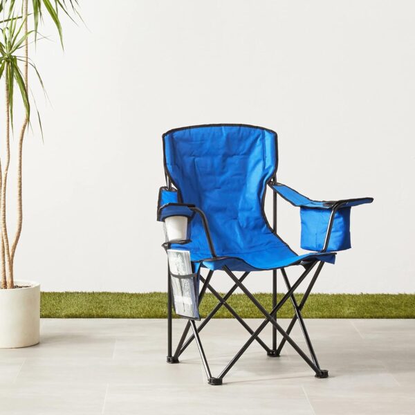 Camping Chair Large, Mesh Back, Portable Folding Chair with Cup Holder, Heavy Duty for Outdoor Events