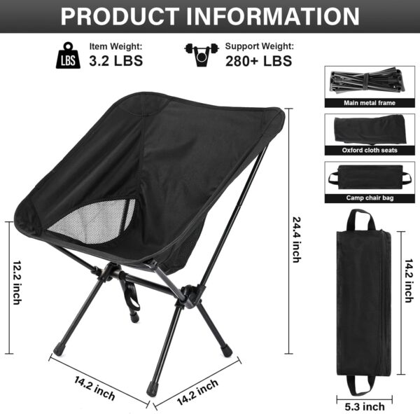 Lightweight Folding Camping Chair  Supports 280+ lbs