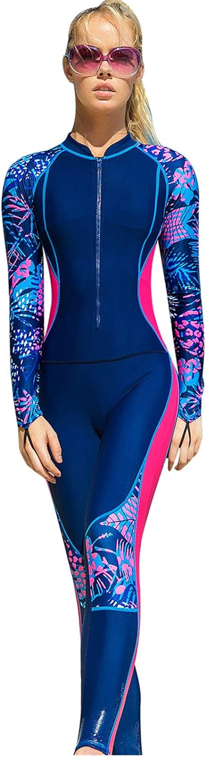 Women's Full Body Wetsuit Surfing Diving Suit Scuba Dive Skin Rash Guard One Piece Long Sleeve Zip Quick Dry Sunsuit