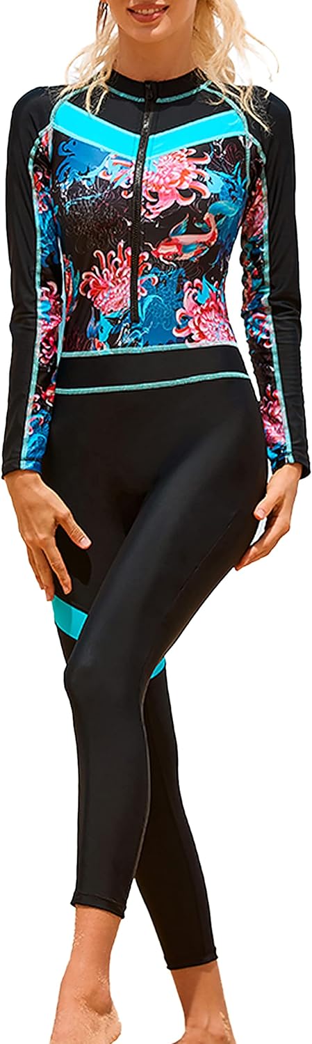 Women's Full Body Wetsuit Surfing Diving Suit Scuba Dive Skin Rash Guard One Piece Long Sleeve Zip Quick Dry Sunsuit