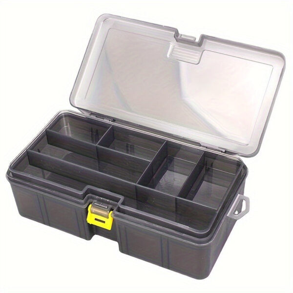 Double-Layer Fishing Tackle Box Durable Plastic Storage with Multiple Compartments