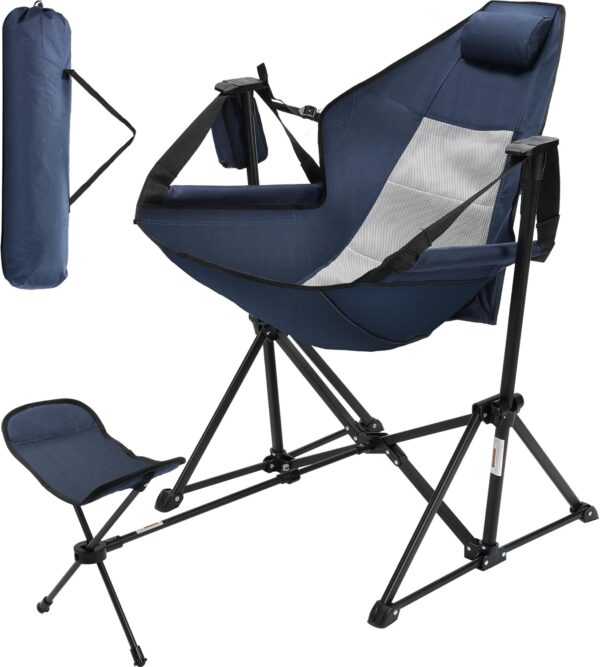 Hammock Camping Chair Folding Chair with Adjustable Footrest, Backrest, and Cup Holder