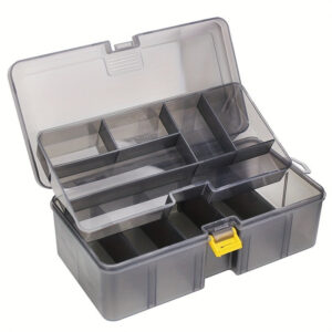 Double-Layer Fishing Tackle Box Durable Plastic Storage with Multiple Compartments