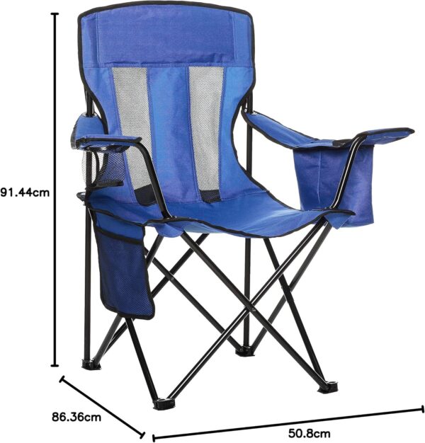 Camping Chair Large, Mesh Back, Portable Folding Chair with Cup Holder, Heavy Duty for Outdoor Events