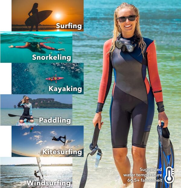 Women's Limestone Neoprene Wetsuit Shorty Wet Suits for Women in Cold Water Long-Sleeve Half Leg Water Suits Springsuit for Scuba Diving Surfing Kayaking Canoeing Snorkeling Swimming - 2.0mm