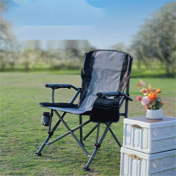 Folding Fishing Chair Portable Recliner with Side Pocket, Lightweight and Durable for Camping, Beach, and Outdoor Adventures