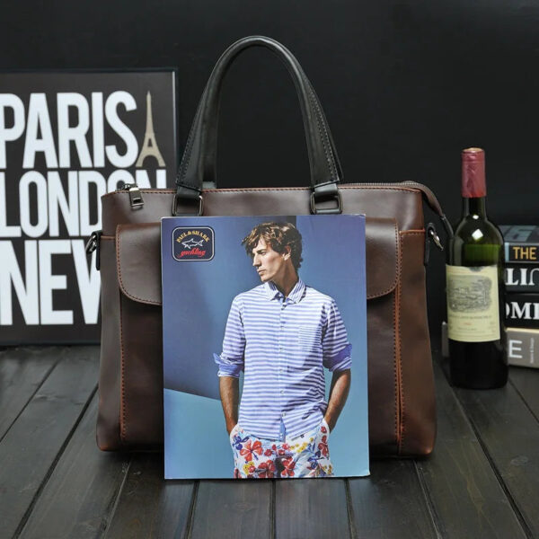 Briefcase For Men Crazy Horse PU Leather Executive Vintage Laptop Office Executive Handbag Tote Messenger Business Crossbody Bag