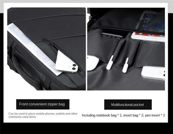 Men Large Capacity Multifunctional Extensible USB Rechargeable Hand-held Bag Men Waterproof Business Travel Computer Backpack