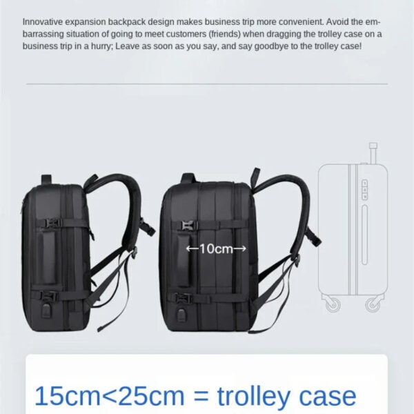 Men Large Capacity Multifunctional Extensible USB Rechargeable Hand-held Bag Men Waterproof Business Travel Computer Backpack