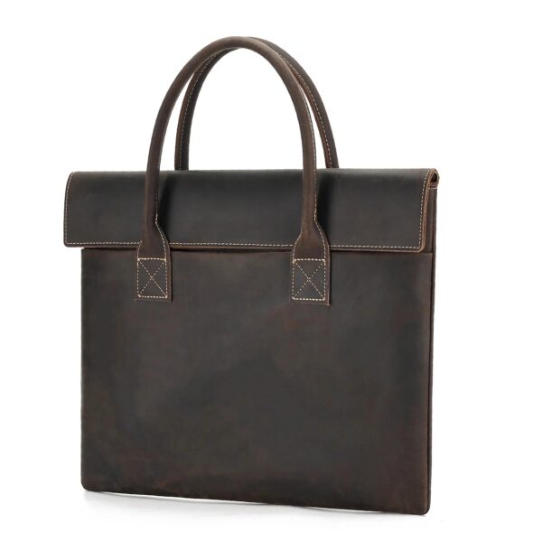 New crazy horse leather handheld briefcase men lightweight handbag vintage business casual computer bag male models