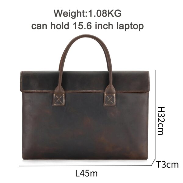 New crazy horse leather handheld briefcase men lightweight handbag vintage business casual computer bag male models