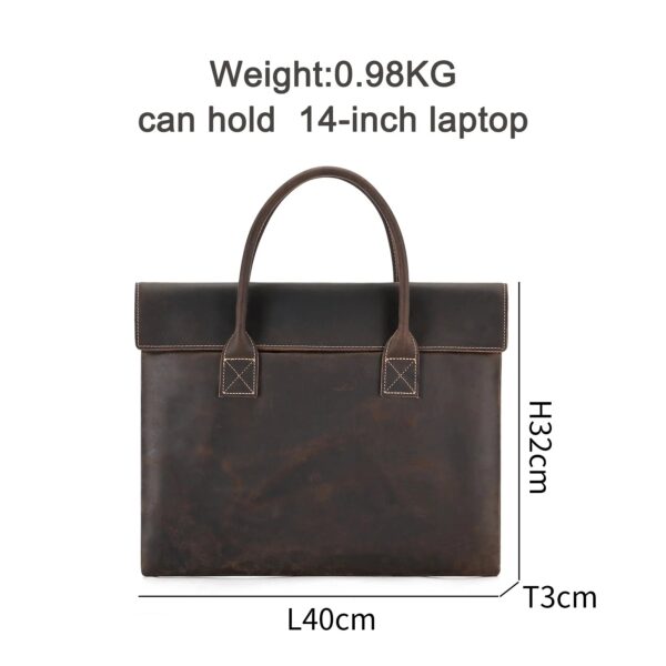 New crazy horse leather handheld briefcase men lightweight handbag vintage business casual computer bag male models