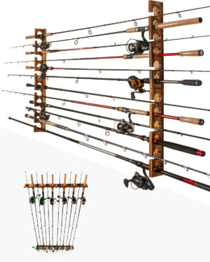 Fishing Rod Rack Wall/Ceiling Mounted Organizer for 12/18/20 Rods, Space-Saving Storage for Garage